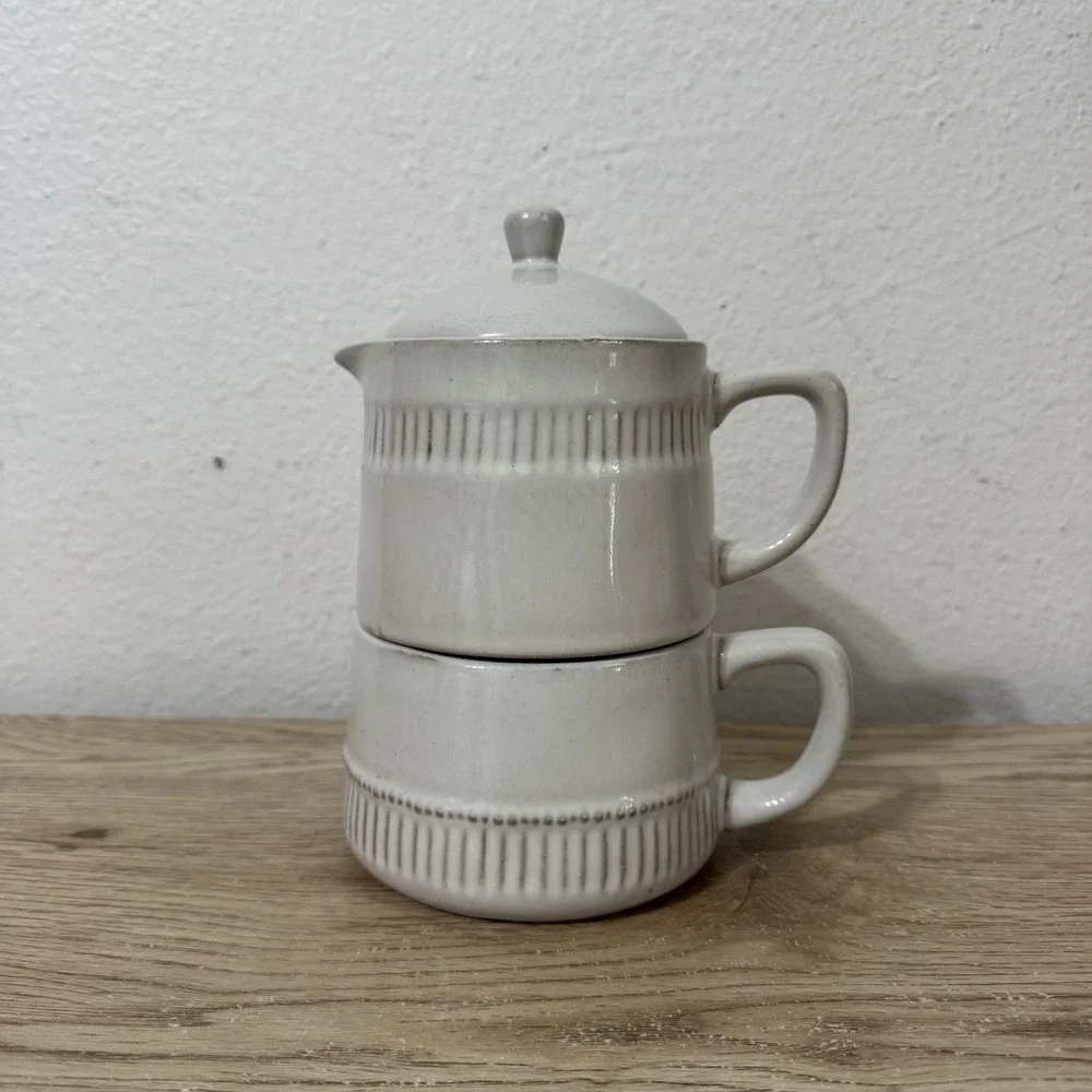 Hearth‎ & Hand Magnolia Stoneware Coffee Pot & Mug Set Joanna Gaines Tea Pot Cup